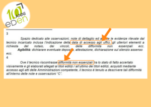 note difformità lievi nella relazione tecnica integrata