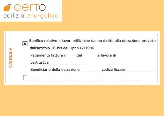 bonifico per accedere alla detrazione per ristrutturazione